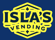 Isla's Vending logo on blue background.